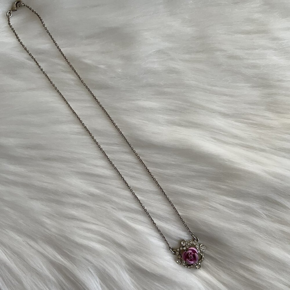 PINK ROSE NECKLACE NRT VINTAGE - Picture 12 of 13